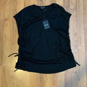 DKNY Top Ruched Sides Shimmer Blouse